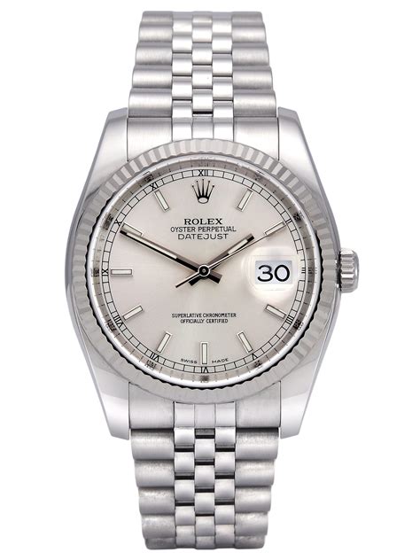 Buy Pre Owned Rolex Datejust 116234 36mm Silver Dial 2018 Uk