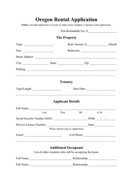Oregon Rental Application Form Fill Out Sign Online And Download Pdf Templateroller