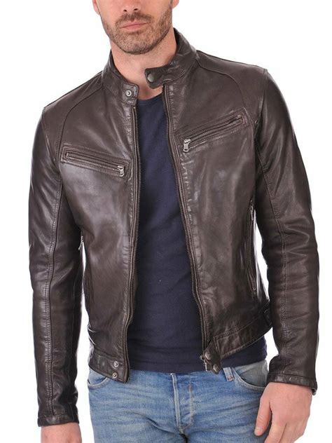 Pre Owned King Leathers Mens Authentic Lambskin Real Leather Biker
