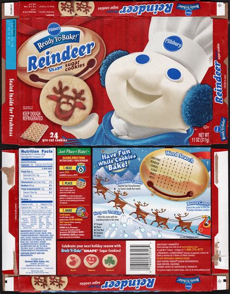 Just put the cookie dough rounds on a cookie sheet and bake. Pillsbury Ready-to-Bake Reindeer Shape Sugar Cookies box - 2008 | Flickr - Photo Sharing!