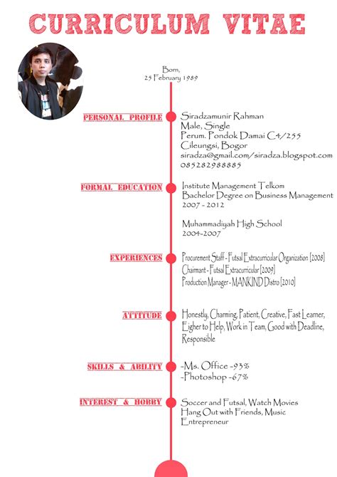 10.2 desain cv/ daftar riwayat hidup namun jika kamu ingin membuat cv tanpa memakai biaya sedikitpun, kamu bisa menggunakan. Contoh Surat Lamaran Kerja Dan CV Terbaru - Naranua