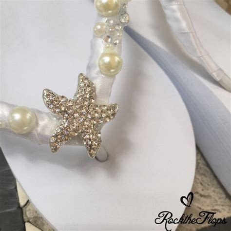 Rhinestone Pearl Bridal Flip Flops Gem Starfish Wedding Flip Etsy