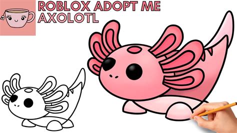 How To Draw Axolotl Roblox Adopt Me Pet Cute Easy Step By Step