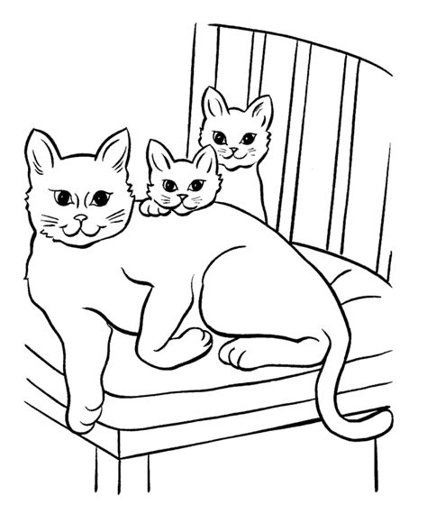 The cat looks happy and his stomach is big with a bowl of food by his side. Free Printable Cat Coloring Pages For Kids