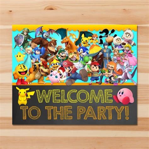 Super Smash Brothers Ultimate Welcome To The Party Sign Etsy In 2021