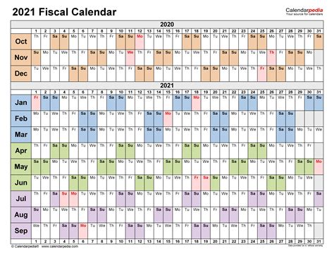 Fiscal Calendars 2021 Free Printable Pdf Templates