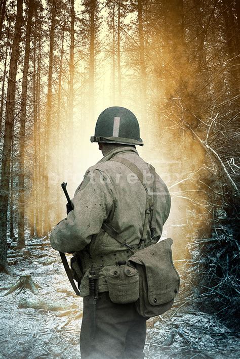 Picturebox A Second World War American Soldier In A Forest At Dawn Ww2