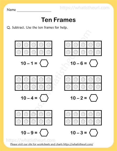 Ten Frame Subtraction First Grade