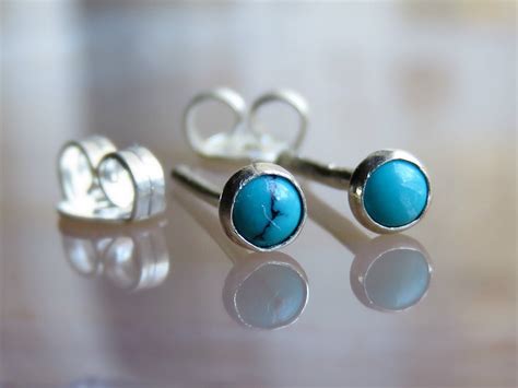 Turquoise Stud Earring Small Turquoise Post Earrings Classic Etsy