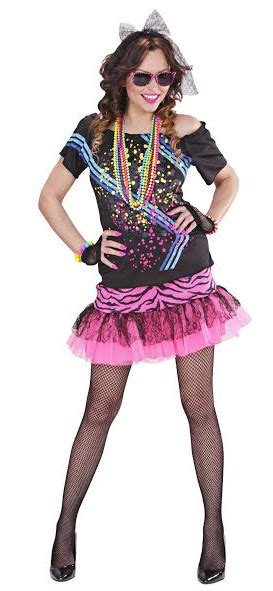 80s Rock Chick Ladies Fancy Dress Pop Star Punk Skater 1980s Womens