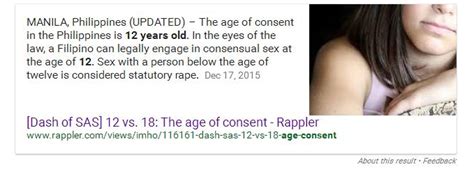 Til That The Age Of Consent Here In The Philippines Is 12 Yo
