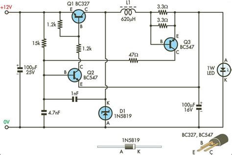 Led protected by a resistor circuit voltage resistance and current ohms law calculations diagram by electronzap. 1W LED Driver | Xtreme Circuits