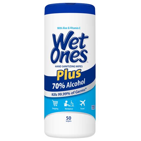 Wet Ones Plus 70 Alcohol Hand Sanitizing Wipes 50 Ct Kills 9999 Of Germs With Aloe