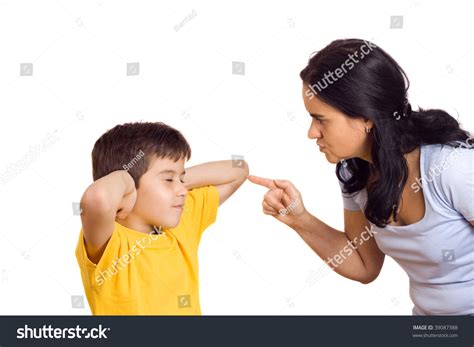 Mother Scolding Her Son Pointed Finger Stock Photo 39087388 Shutterstock