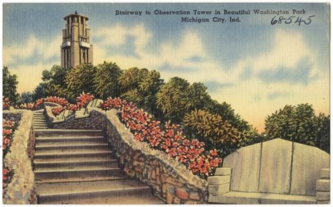 Stairway To Observation Tower In Beautiful Washington Park Michigan