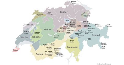 Schaffhouse est le canton suisse le plus au nord, pour s'en souvenir, on peut tenter de se dire que la. Müller, le nom de famille le plus représenté en Suisse ...