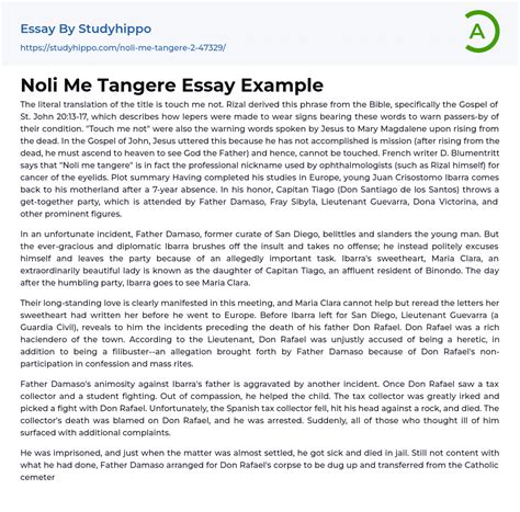 Noli Me Tangere Essay Example