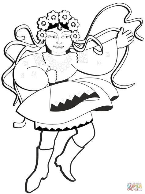 Ukrainian animals coloring related posts: Ukrainian Dancing Woman coloring page | Free Printable ...