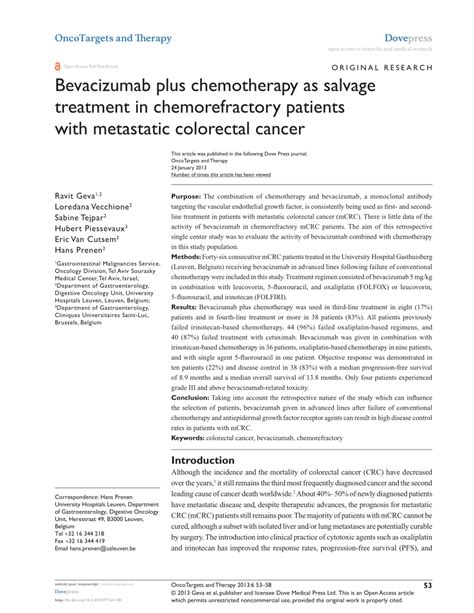 Pdf Bevacizumab Plus Chemotherapy As Salvage Treatment In
