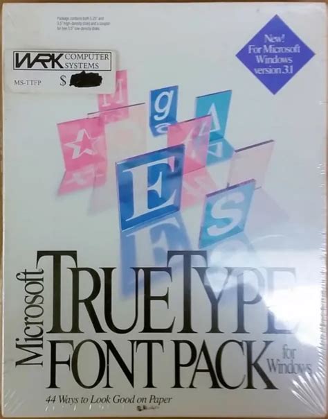 Rare Microsoft Truetype Font Pack For Windows Complete Sealed