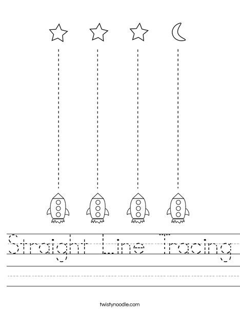 Straight Line Tracing Coloring Page Twisty Noodle Free Straight Line