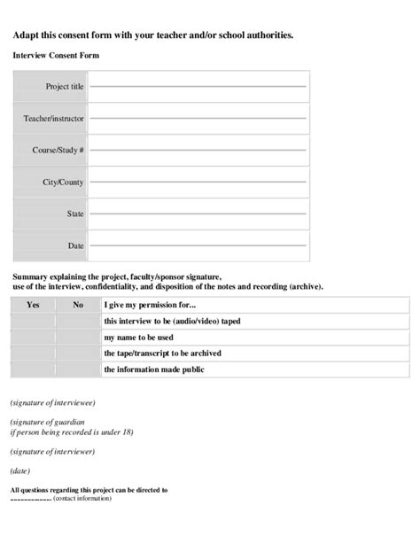 Interview Consent Form Fillable Printable Pdf And Forms Handypdf