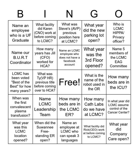 Lcmc Bingo Trivia Bingo Card