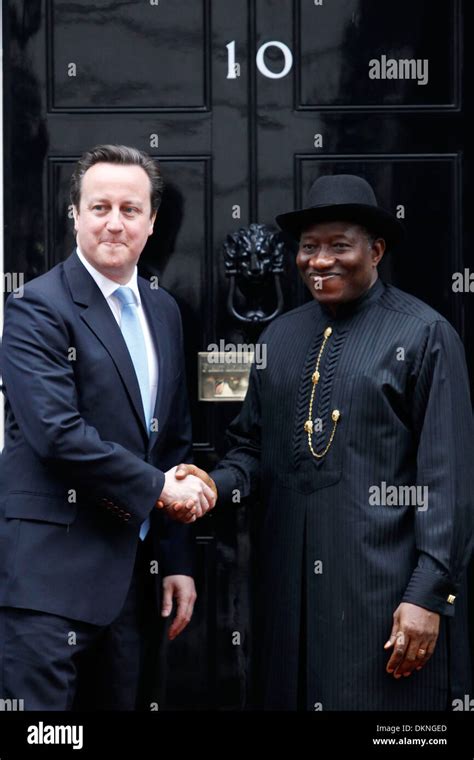 British Prime Minister David Cameron L Welcomes Nigerian President