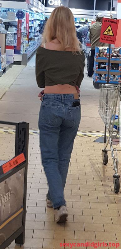 Sexy Candid Girls Girl In Blue Jeans With Nice Booty At A Supermarket Item 1