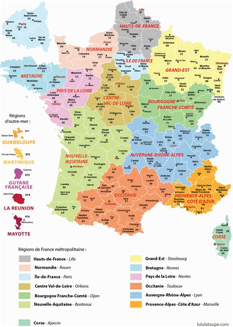 Carte De France Régions Et Départements Français ≡ Voyage Carte Plan