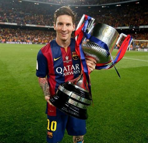Lionel andrés messi (spanish pronunciation: Lionel Messi of Barcelona with the La Liga trophy in 2015. | Lionel messi