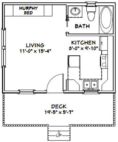 20x16 Tiny House 1 Bedroom 1 Bath 320 Sq Ft Pdf Floor Etsy In 2022