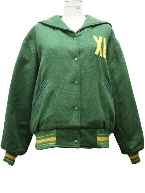 Trophy Jackets 80s Vintage Jacket 80s Trophy Jackets Womens Green Wool And Leather Trimmed