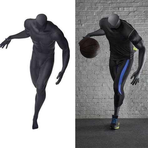 Basketball Playing Headless Male Mannequin Matte Grey Mannequins