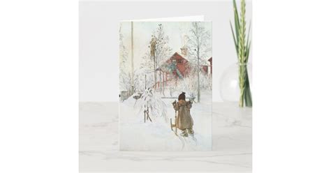 Carl Larsson Front Yard And The Wash House Holiday Card Zazzle