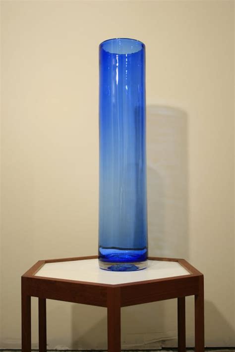 Vintage Blenko Blue 24 Tall Cylinder Vase