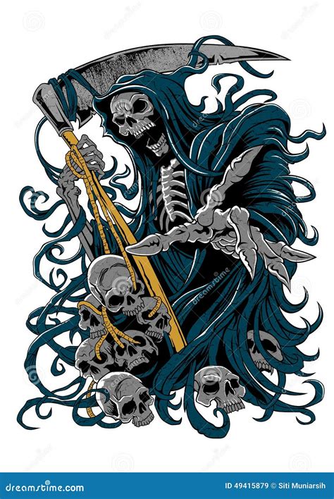 Grim Reaper Tattoo Flash Set Vector Illustration