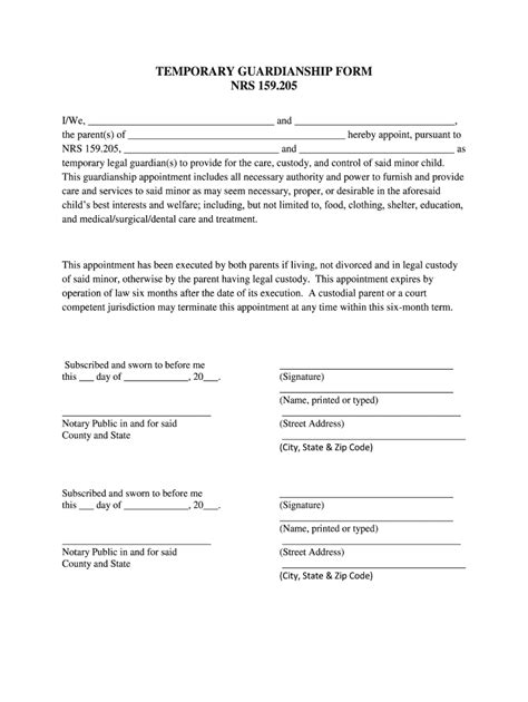 Temporary Guardianship Form Nevada Fill Out And Sign Online Dochub