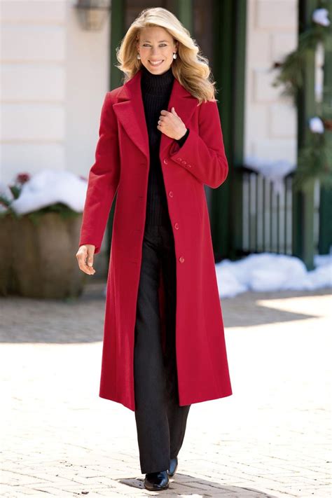 Red Color Long Wool Coat For Women Wear 2014 Long Coat Women Coats