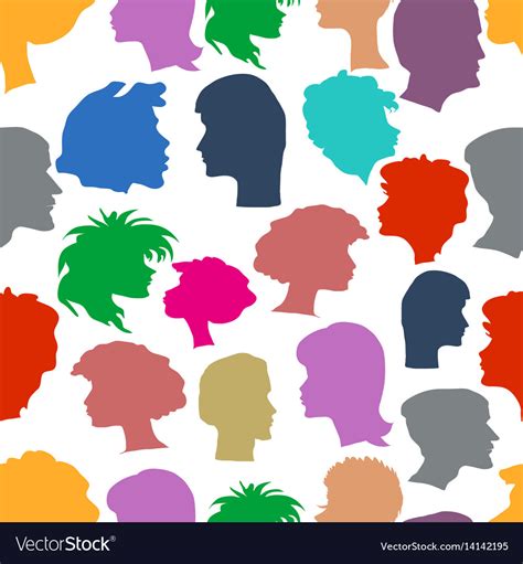 Seamless Pattern Of Human Profiles Royalty Free Vector Image