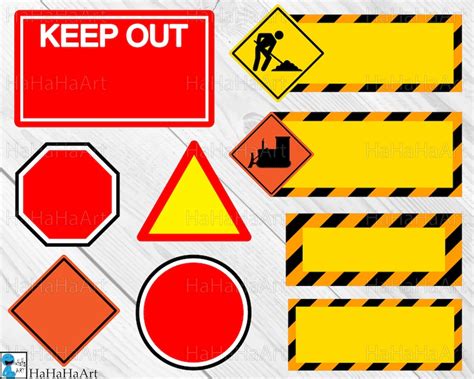 Construction Blank Signs Clip Art Cutting Files Svg Eps Etsy