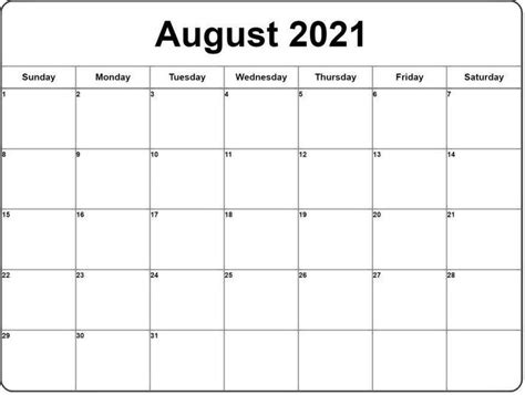August 2021 calendar with holidays. August 2021 Calendar in 2021 | 2021 calendar, Monthly ...