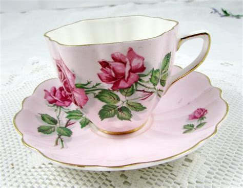 Old Royal Pink Tea Cup And Saucer With Red Rose Fancy Cup Pink Tea Cups Paragon China Pink