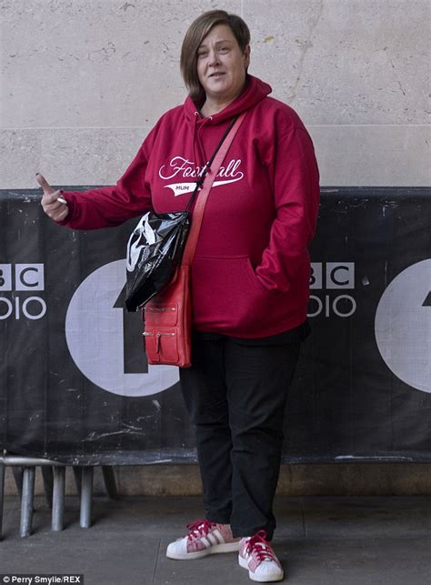 White Dee Pulls Faces As She Enjoys A Cigarette Outside BBC Studios
