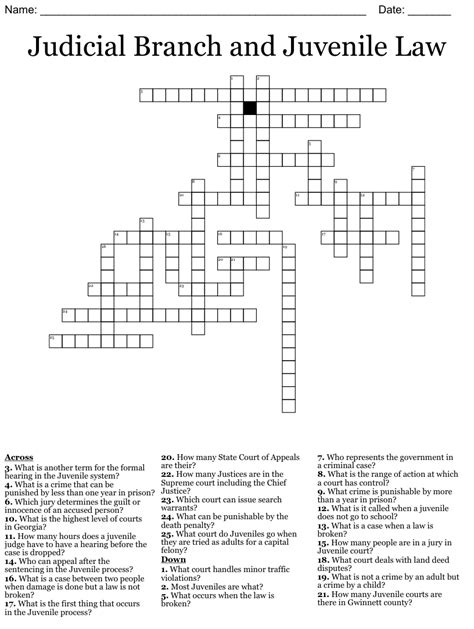 Judicial Branch In A Flash Crossword Puzzle Answers Dru Barrett