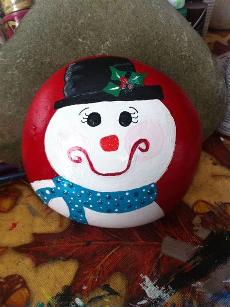 Snowman Painted Rock Rock Painting Ideas Easy Rock Painting Art