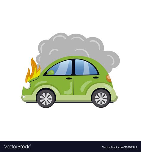 Burning Car Auto Fire Breakdown Cartoon Royalty Free Vector