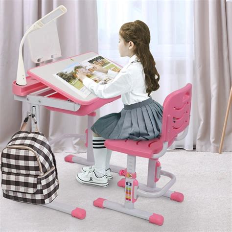 Zimtown Kids Desk And Chair Set Height Adjustable Children Study Table