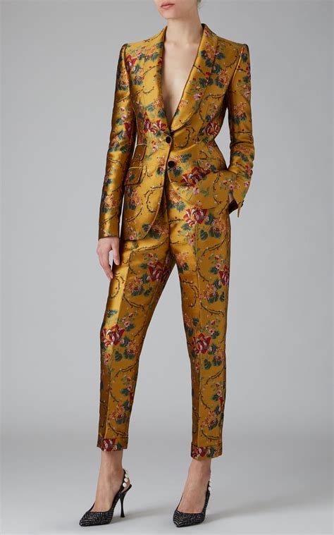 dolce and gabbana floral print satin jacquard tapered pants pantsuits for women floral pantsuit