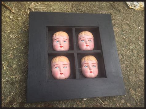 Vintage Creepy Dolls Face In Quad Shadow Box Frame Gothic Etsy Uk Creepy Dolls Creepy